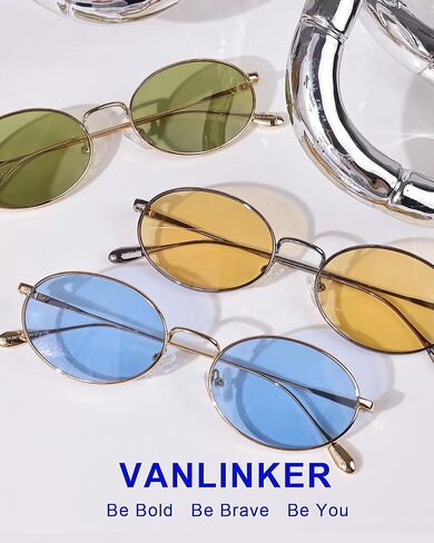 VANLINKER نظارات شمسية مستقطبة بيضاوية كلاسيكية للنساء والرجال عتيقة 90s بإطار ذهبي معدني VL9872 in Kuwait