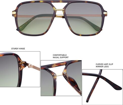Retro Square Tinted Lens Aviator Sunglasses Tangle Free No Nose Piece for Women Men Trendy in Saudi Arabia