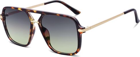Retro Square Tinted Lens Aviator Sunglasses Tangle Free No Nose Piece for Women Men Trendy in Saudi Arabia