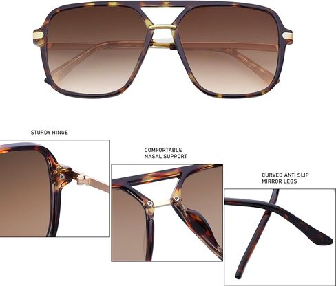 Retro Square Tinted Lens Aviator Sunglasses Tangle Free No Nose Piece for Women Men Trendy in Saudi Arabia