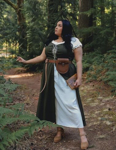 Scarlet Darkness Women Renaissance Dress Peasant Medieval Dress Short Sleeve Maxi Dress in Kuwait