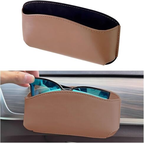 حافظة حامل نظارات شمسية للسيارة، جلد ذاتي اللصق وحدة تحكم مركزية للنظارات الجانبية صندوق تخزين العناصر الصغيرة، منظم حماية نظارات السيارات، عالمي لشاحنة سيدان SUV (أسود) in Kuwait