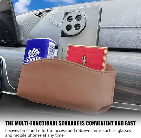حافظة حامل نظارات شمسية للسيارة، جلد ذاتي اللصق وحدة تحكم مركزية للنظارات الجانبية صندوق تخزين العناصر الصغيرة، منظم حماية نظارات السيارات، عالمي لشاحنة سيدان SUV (أسود) in Kuwait