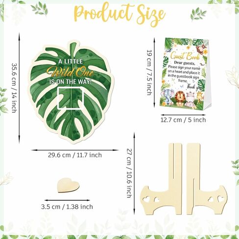 65Pcs Baby in Bloom Baby Shower Decorations Guest Book, Baby Shower Guest Book Alternatives with Pen, Photo Frame, 60 Heart Wood Slices, Baby Sonogram Frame Keepsake for 60 Guests in Kuwait