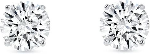 1 Ct Round Lab Grown Diamond Stud Earrings | 14K White Gold Classic Solitaire Screw Back Basket Design | Women's Elegant Jewlery | Daily or Gifting Use in Saudi Arabia