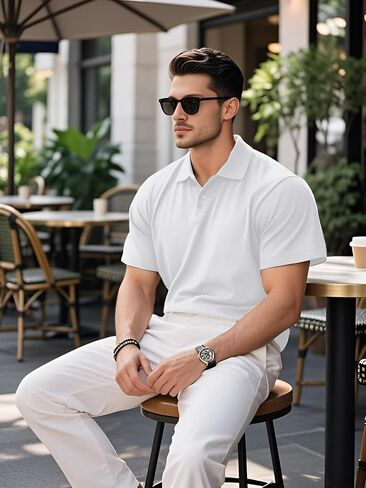 Mens Polo Shirts Short Sleeve Dry Fit Casual Golf Shirts for Men Classic Button Basic Summer Polo T Shirts in Saudi Arabia