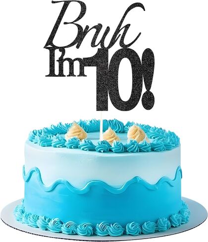 Bruh I'm 16 Cake Topper - Black Glitter Happy 16th Birthday Decorations for Boys Teens, Funny 16 Year Old Party Supplies, Bro I'm 16 Cake Decor (Bruh I'm 16！, 16th) in Saudi Arabia