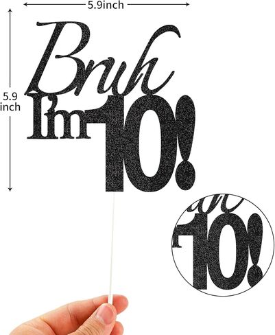 Bruh I'm 16 Cake Topper - Black Glitter Happy 16th Birthday Decorations for Boys Teens, Funny 16 Year Old Party Supplies, Bro I'm 16 Cake Decor (Bruh I'm 16！, 16th) in Saudi Arabia