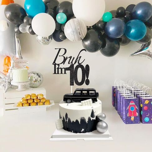Bruh I'm 16 Cake Topper - Black Glitter Happy 16th Birthday Decorations for Boys Teens, Funny 16 Year Old Party Supplies, Bro I'm 16 Cake Decor (Bruh I'm 16！, 16th) in Saudi Arabia