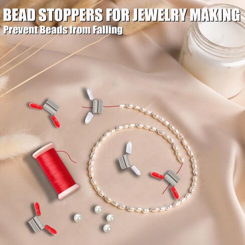 20 PCS Clamps Fring Clamps لصنع المجوهرات ، سدادات حبة للأساور DIY ، قلادات ، مشابك زنبركية صغيرة مع مقابض لمنع الخرز من السقوط (10 حمراء و 10 وردية) in Kuwait