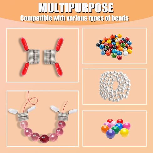 20 PCS Clamps Fring Clamps لصنع المجوهرات ، سدادات حبة للأساور DIY ، قلادات ، مشابك زنبركية صغيرة مع مقابض لمنع الخرز من السقوط (10 حمراء و 10 وردية) in Kuwait