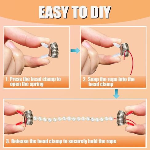 20 PCS Clamps Fring Clamps لصنع المجوهرات ، سدادات حبة للأساور DIY ، قلادات ، مشابك زنبركية صغيرة مع مقابض لمنع الخرز من السقوط (10 حمراء و 10 وردية) in Kuwait