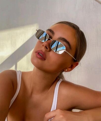 ADE WU Fashion Rectangle Sunglasses for Women Men Retro Small y2k Narrow Rectangular Sun Glasses 90s Unisex Stylish in Saudi Arabia