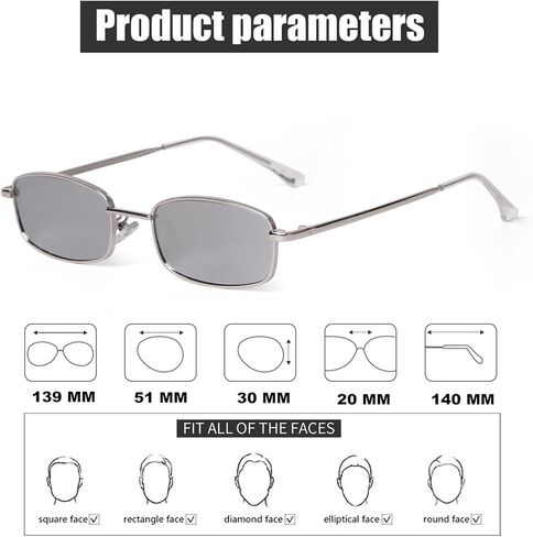 ADE WU Fashion Rectangle Sunglasses for Women Men Retro Small y2k Narrow Rectangular Sun Glasses 90s Unisex Stylish in Saudi Arabia