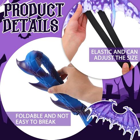 3 Pcs Halloween Dragon Costume Accessories Set Dragon Horns Headband Devil Wings Blue Purple Demon Tail for Halloween Dress Up Supply in Saudi Arabia