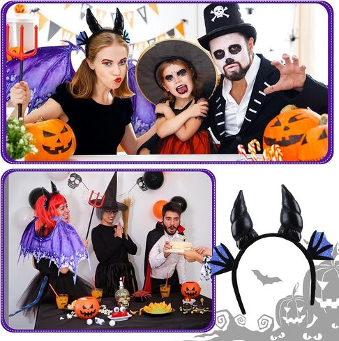 3 Pcs Halloween Dragon Costume Accessories Set Dragon Horns Headband Devil Wings Blue Purple Demon Tail for Halloween Dress Up Supply in Saudi Arabia
