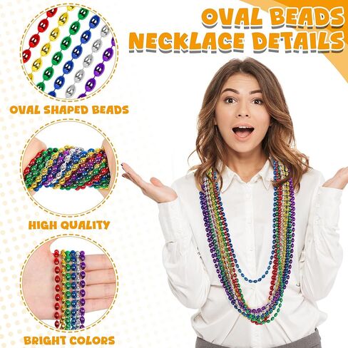 24 قطعة قلادة بيضاوية خضراء، قلادة مطرزة بيوم القديس باتريك، إكسسوارات خضراء من الخرز المعدني، زي خرز ماردي غرا لإكسسوارات العرض وحفلات الزفاف وأعياد الميلاد وزينة عيد الميلاد القديس باتريك in Kuwait