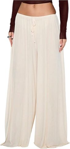 Floerns Women's Drawstring Waist Wide Leg Pants Lightweight Beach Palazzo Pants in Saudi Arabia