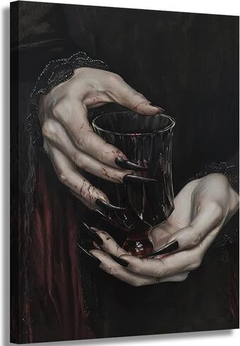 Gothic Canvas Wall Art Dark Academia Vampire Wall Decor Pictures Clawed Hands Dracula Painting Artwork Moody Witchy Spooky Occult Poster Print for Bedroom Office home Decoration 12x16in in Saudi Arabia