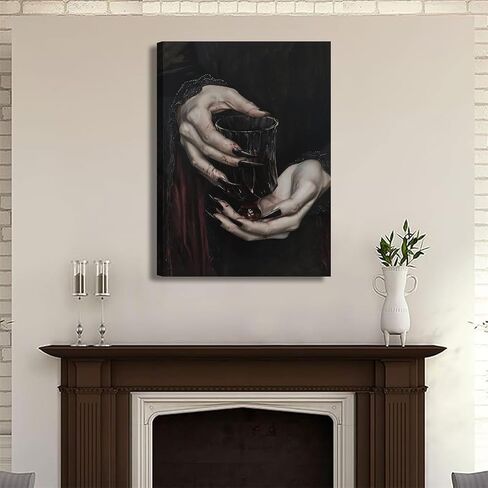 Gothic Canvas Wall Art Dark Academia Vampire Wall Decor Pictures Clawed Hands Dracula Painting Artwork Moody Witchy Spooky Occult Poster Print for Bedroom Office home Decoration 12x16in in Saudi Arabia