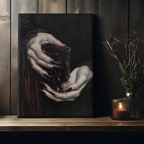 Gothic Canvas Wall Art Dark Academia Vampire Wall Decor Pictures Clawed Hands Dracula Painting Artwork Moody Witchy Spooky Occult Poster Print for Bedroom Office home Decoration 12x16in in Saudi Arabia