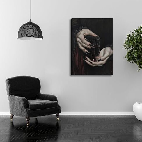 Gothic Canvas Wall Art Dark Academia Vampire Wall Decor Pictures Clawed Hands Dracula Painting Artwork Moody Witchy Spooky Occult Poster Print for Bedroom Office home Decoration 12x16in in Saudi Arabia