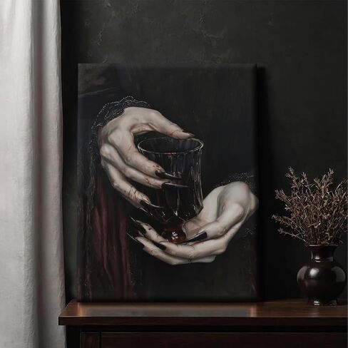 Gothic Canvas Wall Art Dark Academia Vampire Wall Decor Pictures Clawed Hands Dracula Painting Artwork Moody Witchy Spooky Occult Poster Print for Bedroom Office home Decoration 12x16in in Saudi Arabia