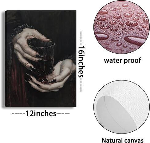 Gothic Canvas Wall Art Dark Academia Vampire Wall Decor Pictures Clawed Hands Dracula Painting Artwork Moody Witchy Spooky Occult Poster Print for Bedroom Office home Decoration 12x16in in Saudi Arabia