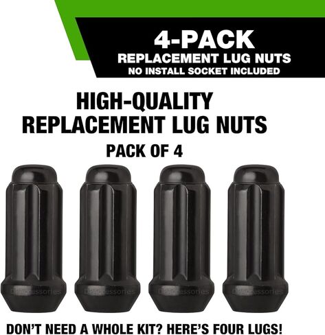 DPAccessories Black 1/2-20 Lug Nuts for Aftermarket Wheels - Closed End Duplex XL Spline Tuner - 51mm (2") Tall - Set of 20 - D5142P-2305/20 in Saudi Arabia