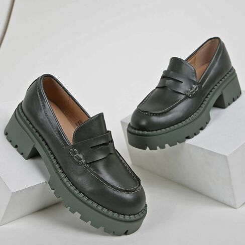 Women's Loafers Chunky Penny Loafer Lug Sole Platform Loafer Slip On Casual Loafers for Women Dressy Work Business in Saudi Arabia