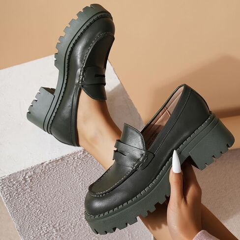 Women's Loafers Chunky Penny Loafer Lug Sole Platform Loafer Slip On Casual Loafers for Women Dressy Work Business in Saudi Arabia