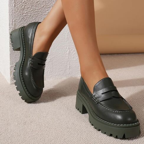 Women's Loafers Chunky Penny Loafer Lug Sole Platform Loafer Slip On Casual Loafers for Women Dressy Work Business in Saudi Arabia
