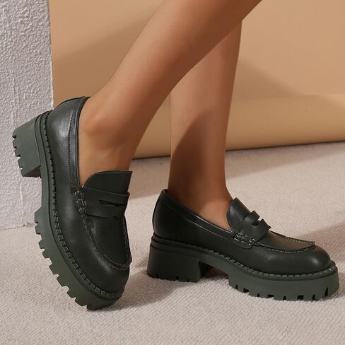 Women's Loafers Chunky Penny Loafer Lug Sole Platform Loafer Slip On Casual Loafers for Women Dressy Work Business in Saudi Arabia