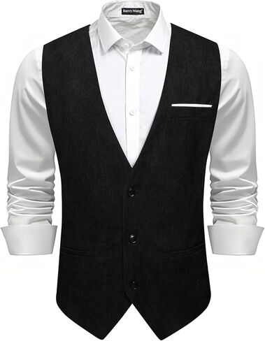 Barry.Wang Men's Western Corduroy Vest Outdoor Cowboy Retro Waistcoat Casual Wedding Halloween in Saudi Arabia