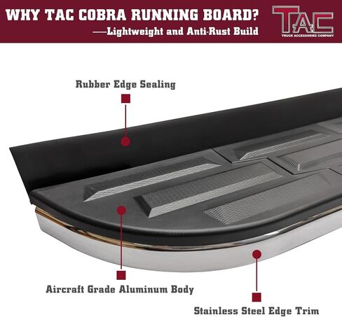 لوحات الجري TAC Cobra المتوافقة مع 2018-2023 Traverse|2018-2024 Enclave SUV Side Steps Nerf Bars Step Rails الألومنيوم الأسود للطرق الوعرة ملحقات خارجية للمدينة قطعتين زوج واحد in Saudi Arabia