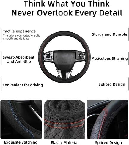 Steering Wheel Cover, Premium Breathable & Anti-Slip Microfiber Leather, Universal Fit for Car Truck Van SUV, Easy to Install, Comfortable Grip in Saudi Arabia