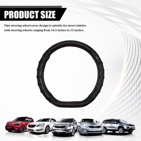 Car Steering Wheel Cover, D Shaped Steering Wheel Cover, 15 Inch Anti-Slip Leather Vehicle Protector with 3D Honeycomb, Car Interior Protective Guard Accessories for SUV Sedan Truck (Blue) in Saudi Arabia