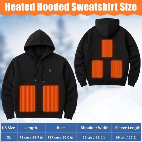 2 Pcs Heated Hoodie for Women and Men Unisex Heated Clothing Winter Electric Heating Coat, 5 Heating Zones in Saudi Arabia
