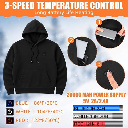 2 Pcs Heated Hoodie for Women and Men Unisex Heated Clothing Winter Electric Heating Coat, 5 Heating Zones in Saudi Arabia
