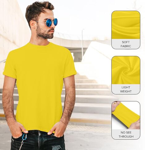 تي شيرت رجالي بياقة دائرية 100% قطن ناعم مناسب خفيف الوزن عادي كاجوال رياضي مناسب للصيف in Kuwait