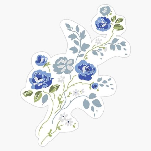 Blue Flowers Vinyl Sticker Waterproof Bumper Sticker Laptop Window 5" in Saudi Arabia