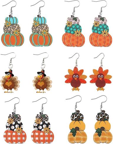 Thanksgiving Fall Earrings for Women,Turkey Pumpkin Acrylic Drop Dangle Earrings Festival Holiday Autumn Festival Holiday Jewelry Gifts in Kuwait