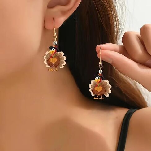 Thanksgiving Fall Earrings for Women,Turkey Pumpkin Acrylic Drop Dangle Earrings Festival Holiday Autumn Festival Holiday Jewelry Gifts in Kuwait