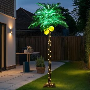 6 ft Lighted Palm Tree LED Lighted Palm Trees for Outside Patio Dimmable with Adapter Artificial Palm Tree Decor for Home, Party, Christmas, Indoor Outdoor in Kuwait