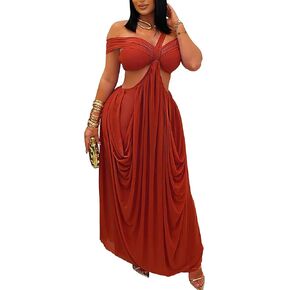 Women Sexy One Shoulder Mesh Ruched Ruffle Mermaid Hem Bodycon Maxi Elegant Cocktail Party Wedding Guest Dress in Kuwait