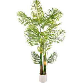 Artificial Fake Palm Tree 8FT 2Pack with White Planter & Free Moss, UV Resistant Artificial Palm Tree for Outdoors, Fake Plants for Poolside Home Room Decor, Faux Plants Outdoor Decor in Saudi Arabia