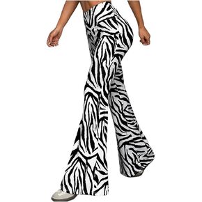 Floerns Women's Zebra Print Flare Leg Pants High Waisted Bell Bottom Bootcut Trousers in Saudi Arabia