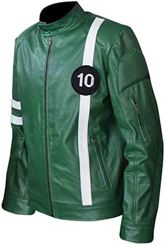 Men's Green Ben-10 Adult Tennyson Alien Swarm Ryan Kelly Ultra Soft Synthetic Leather casual biker Jacket in Saudi Arabia
