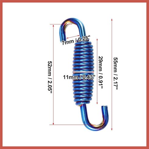 ACROPIX 2 Pcs Motorcycles Universal Exhaust Pipe Spring 55mm 2.17" Stainless Steel Exhaust Pipe Spring Hook Modified Accessory Blue Car Parts in Saudi Arabia