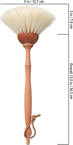 Redecker Goat Hair Dust Brush with Oiled Pearwood Handle, 13-1/2 inches, Durable Everyday Duster Cleans Delicate Surfaces, Hanging Loop for Storage, Light with Black Dot, Made in Germany in Saudi Arabia